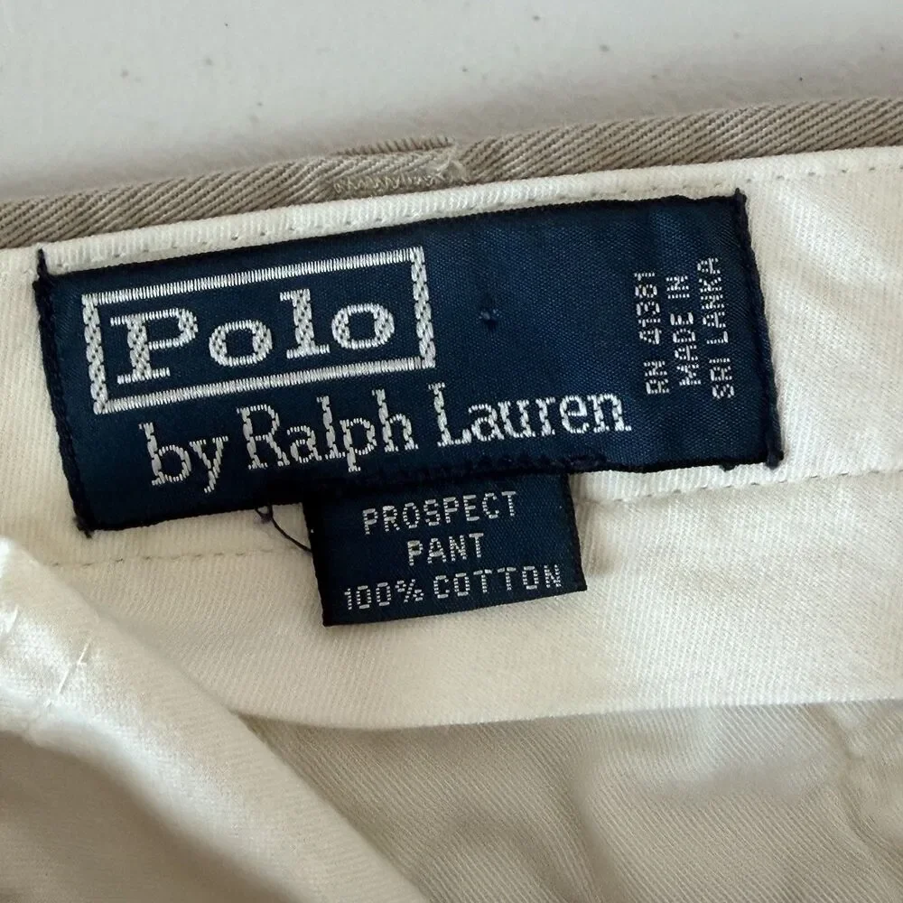 Polo Ralph Lauren Prospect Pant Chino Khaki Tan 100% Cotton 38/29 Classic Twill